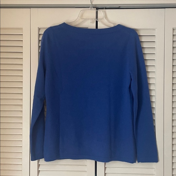 Talbots 100% cashmere sweater Sz M royal blue boat neck - Picture 3 of 5